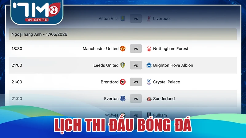 Lịch thi đấu bóng đá