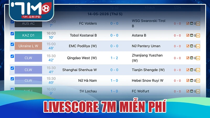 LiveScore 7M miễn phí